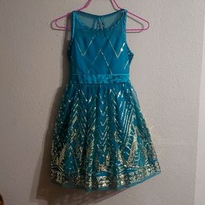 Crystal Doll Turquoise Party Dress Girls Size 8